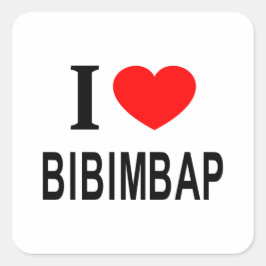 I ❤️ BIBIMBAP I KÄRLEK BIBIMBAP I HEART BIBIMBAP FYRKANTIGT KLISTERMÄRKE