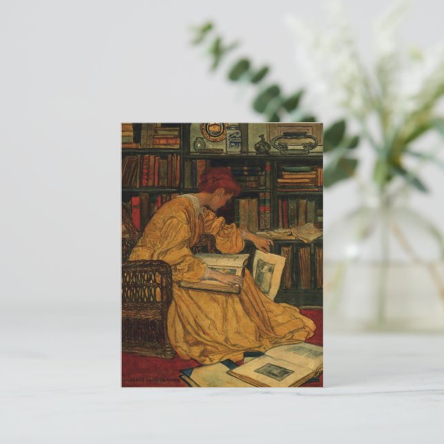 I BIBLIOTEK VYKORT (Stående Fram)