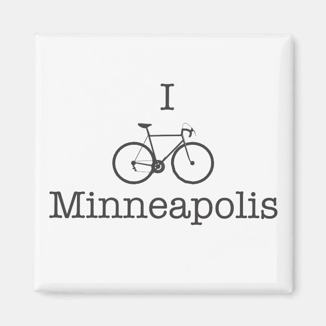 I Bike Minneapolis - Svart text Magnet (Framsidan)