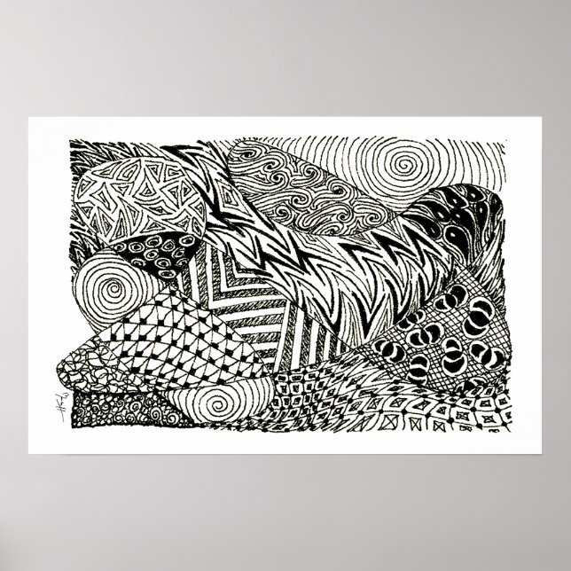 i Black and White-Abstrakt Manatee Poster (Framsidan)