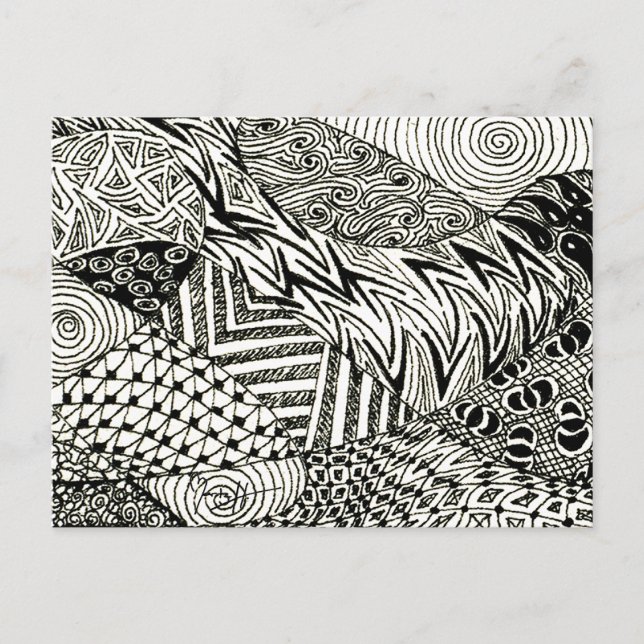 i Black and White-Abstrakt Manatee Vykort (Framsida)