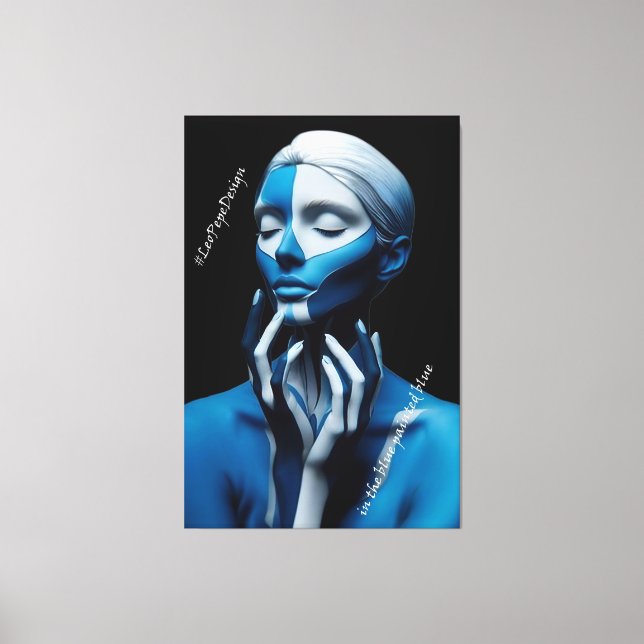 i blått, målat blått canvastryck (Framsida)