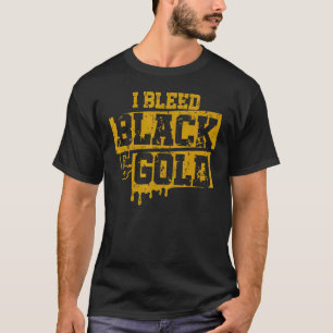 I Bleed Black and Guld Game Day School Footb T Shirt