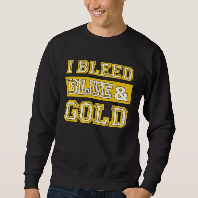 I Bleed Blue & Gold Sports Team Pride  1 Lång Ärmad Tröja (Framsida)