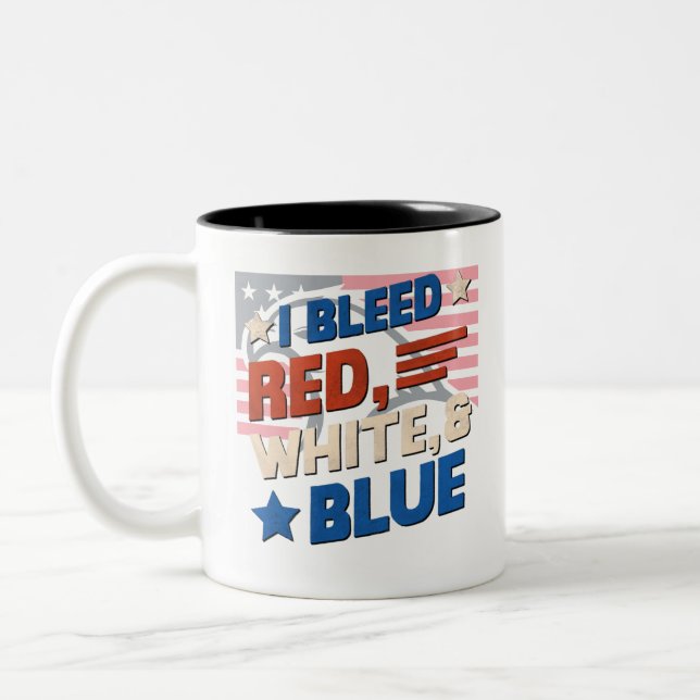I Bleed Red, White & Blue - Patriotic American Två-Tonad Mugg (Vänster)