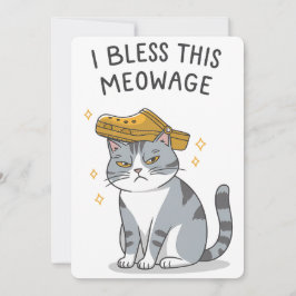 I Bless this Meowage Giftermål Funny Cat Bröllop Inbjudningar