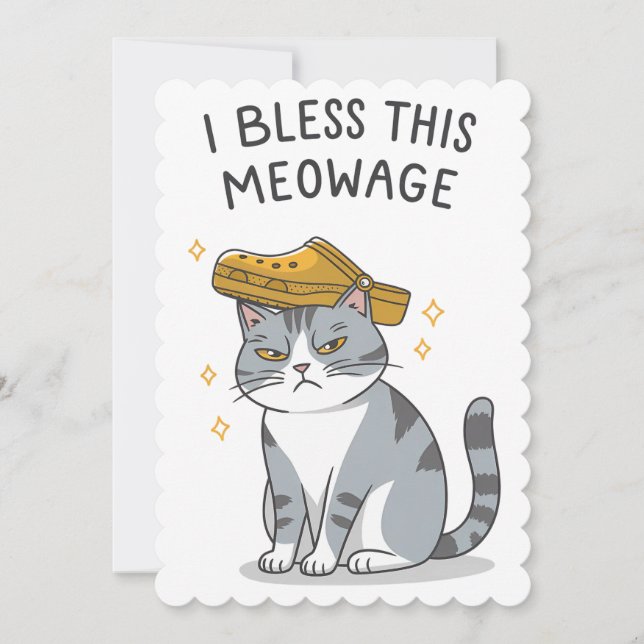 I Bless this Meowage Giftermål Funny Cat Bröllop Julkort (Framsida)