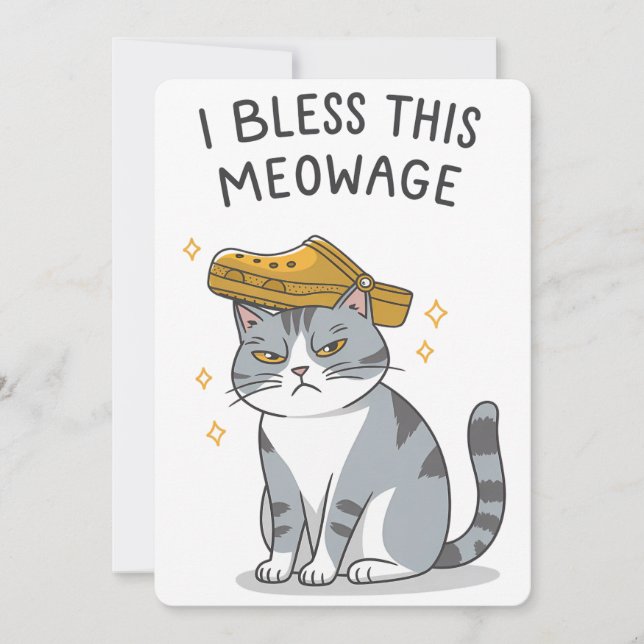 I Bless this Meowage Giftermål Funny Cat Bröllop Julkort (Framsida)