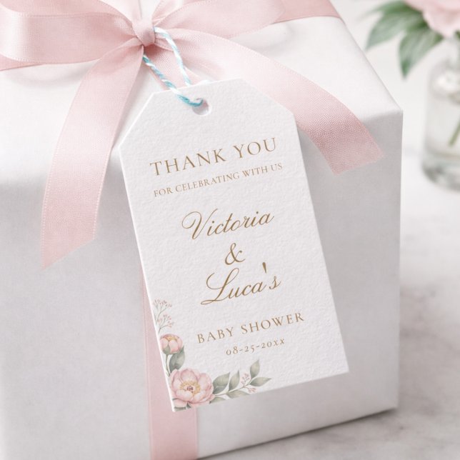 I blom baby shower tack presentetikett (Skapare uppladdad)