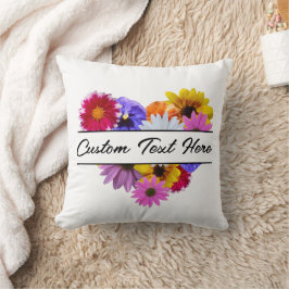 I blom - Hjärtformad blomsterbukett Kudde