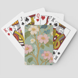 I Blommar: Pastel Gren med Rosa Flowers Casinokort