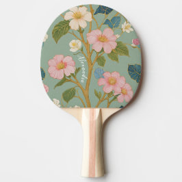 I Blommar: Pastel Gren med Rosa Flowers Pingisracket