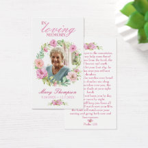 I Blommigten LovMemory Photo Funeral Prayer Card