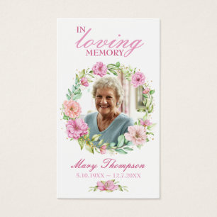 I Blommigten LovMemory Photo Funeral Prayer Card Visitkort