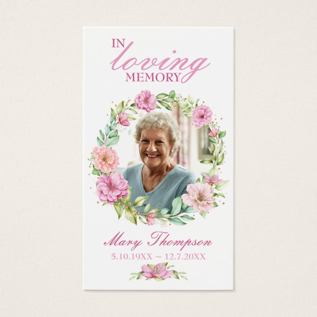 I Blommigten LovMemory Photo Funeral Prayer Card Visitkort (Framsidan)