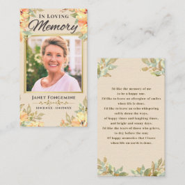 I Blommigten LovMemory Photo Funeral Prayer Card Visitkort