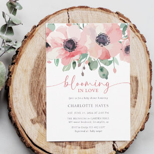 I blomning av kärlek Baby Shower Rosa Baby Shower Inbjudningar