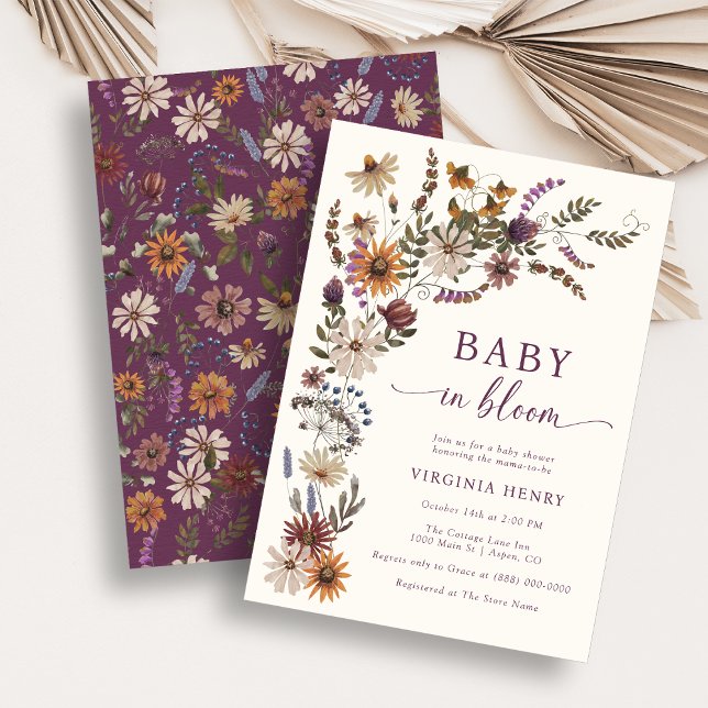 I blomning Vildblomma Baby Shower Inbjudan (In Bloom Wildflower Baby Shower Invitation
)