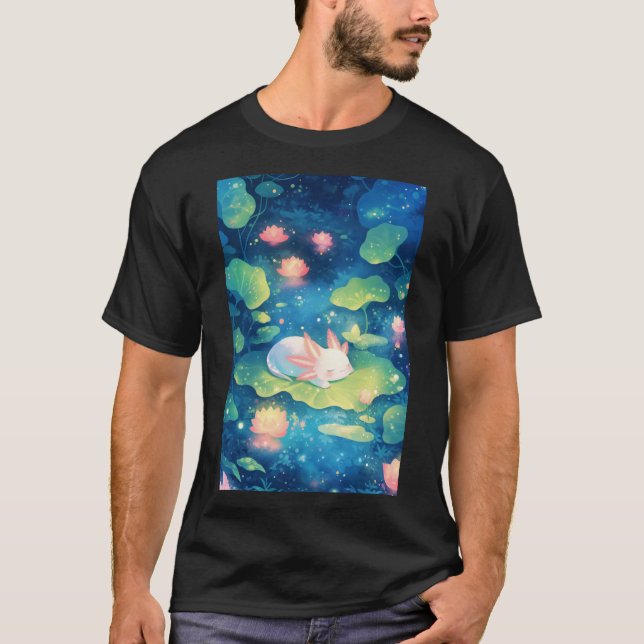 I blomsterdammen Axolotl Söt Escapad T Shirt (Framsida)