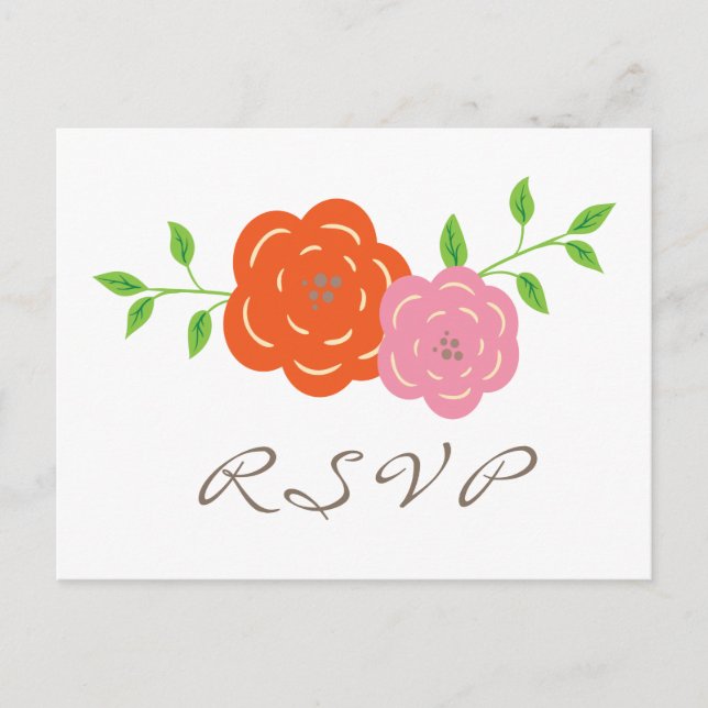 I Bloom Orange Rosa OSA Postcard Inbjudan Vykort (Framsida)