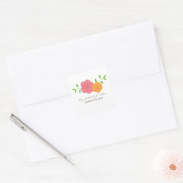 I Bloom Red Orange Blommigt Wedding Stickers Fyrkantigt Klistermärke