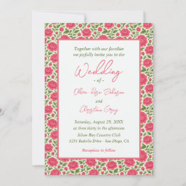 I Bloom Rosa Peony Blommigt Bröllop Inbjudningar