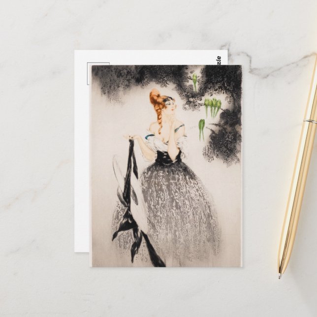 I bo 1922 av Louis Icart Vykort (Fram/Back In Situ)