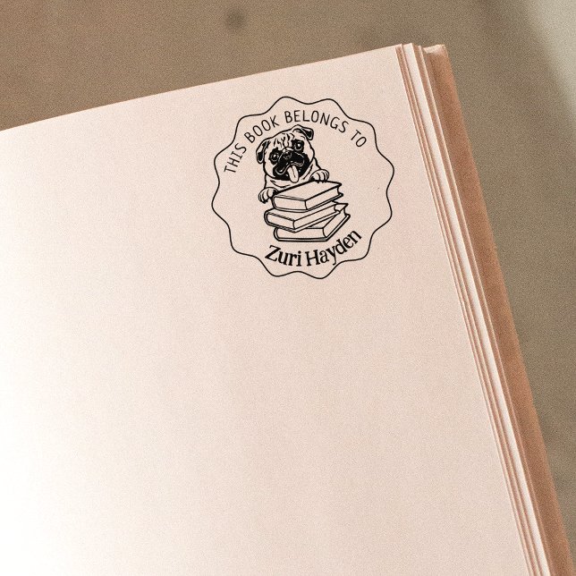 I Bok måste Tillhören till Cute Pug Bok Stämpel (Skapare uppladdad)
