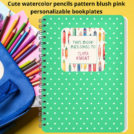 I Bok Tillhör I Rosa bokskyltar för Back to school Fyrkantigt Klistermärke