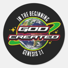 I BÖRJAN PÅ GJORD Christian Earth Day Runt Klistermärke