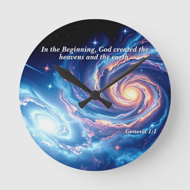 I början var Gud och skapelsen stor. Rund Klocka (Framsida)