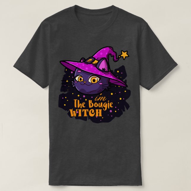 I Bougie Witch Cat Horror Halloween toon cree T Shirt (Design framsida)