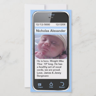 i Boy Modern Birth Notice of Meddelande