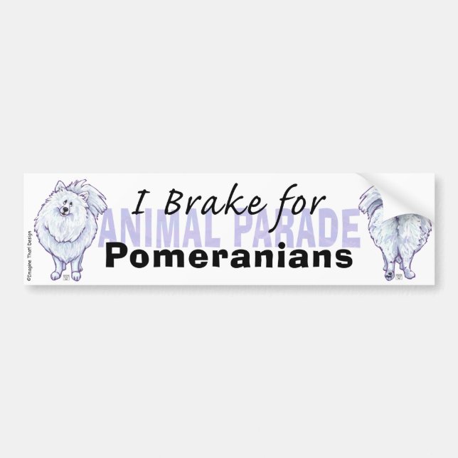I Brake for Pomeranians Bildekal (Framsidan)