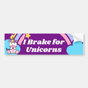 I Brake for Unicorns Bildekal