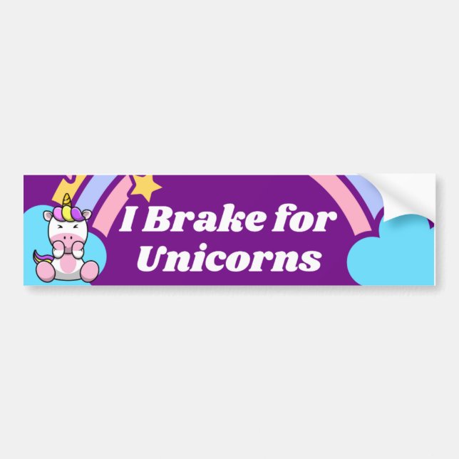I Brake for Unicorns Bildekal (Framsidan)