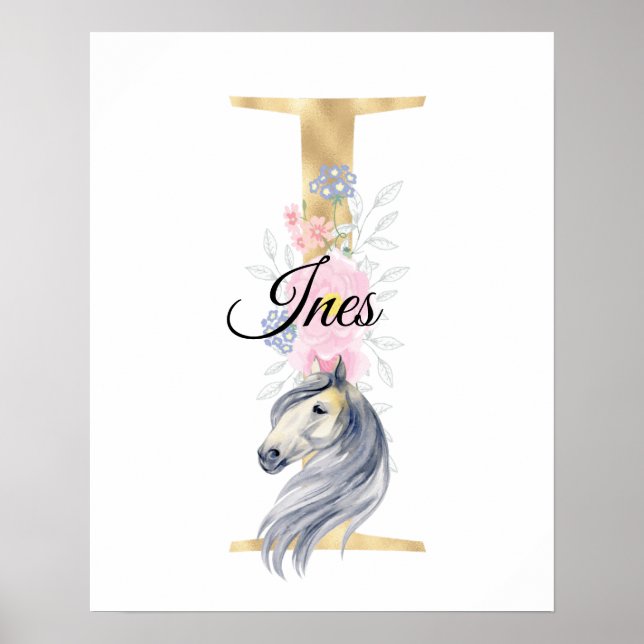 I brev personlig namn monogram med häst poster (Framsidan)