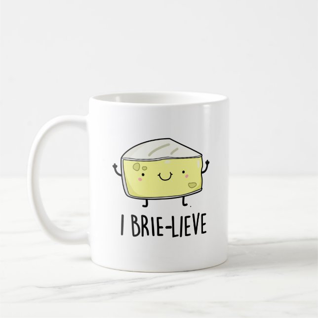 I Brie live Positive Brie Cheese Pun Kaffemugg (Vänster)