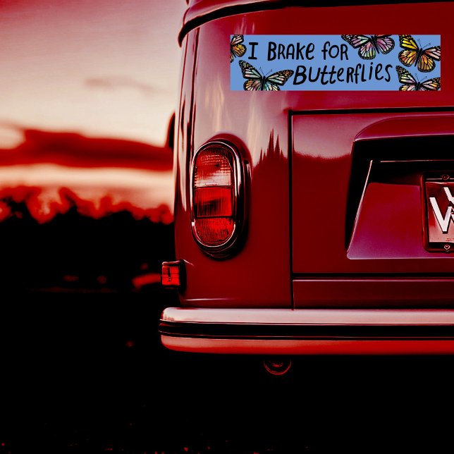 I BROKE FOR BUTTERFLIES Monarch Watercolor Bildekal (I BRAKE FOR BUTTERFLIES Monarch Watercolor Bumper Sticker
)