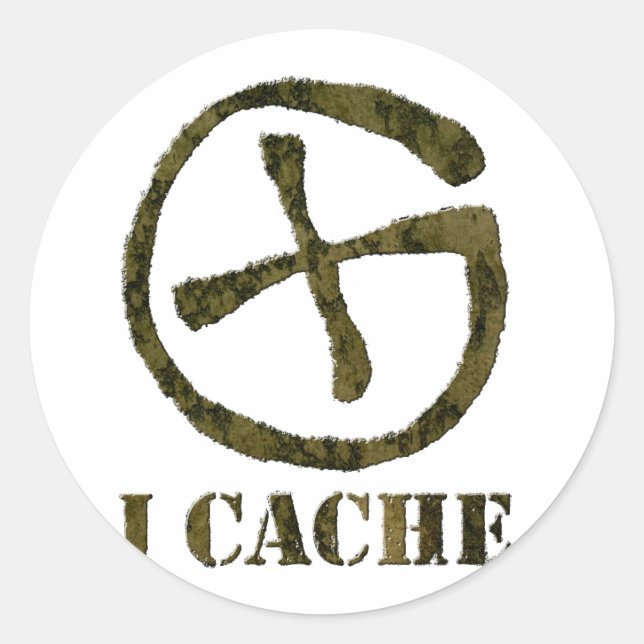 I CACHE-dekal Runt Klistermärke (Framsida)