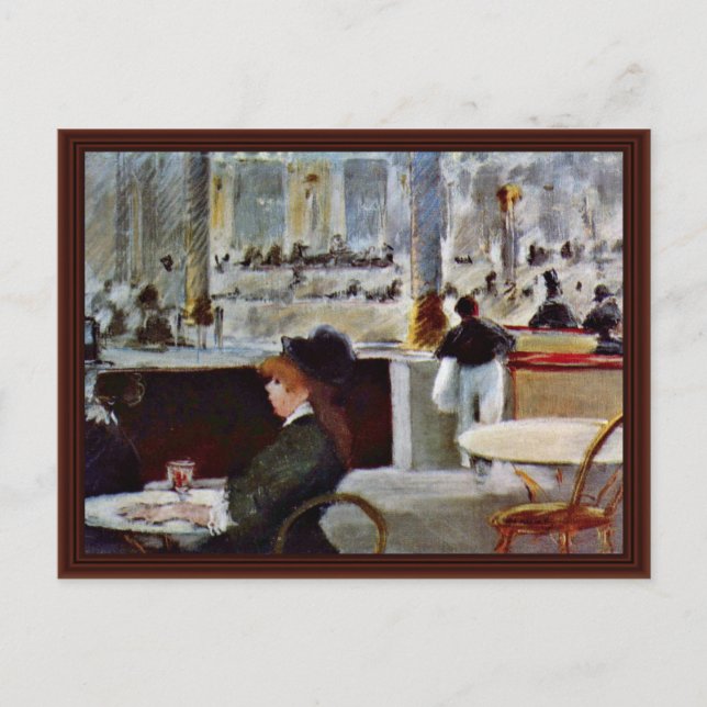 I Café by Manet Edouard Vykort (Framsida)