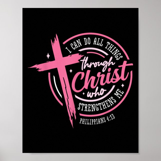 I Can Do All Things Through Christ Breast Cancer A Poster (Framsidan)