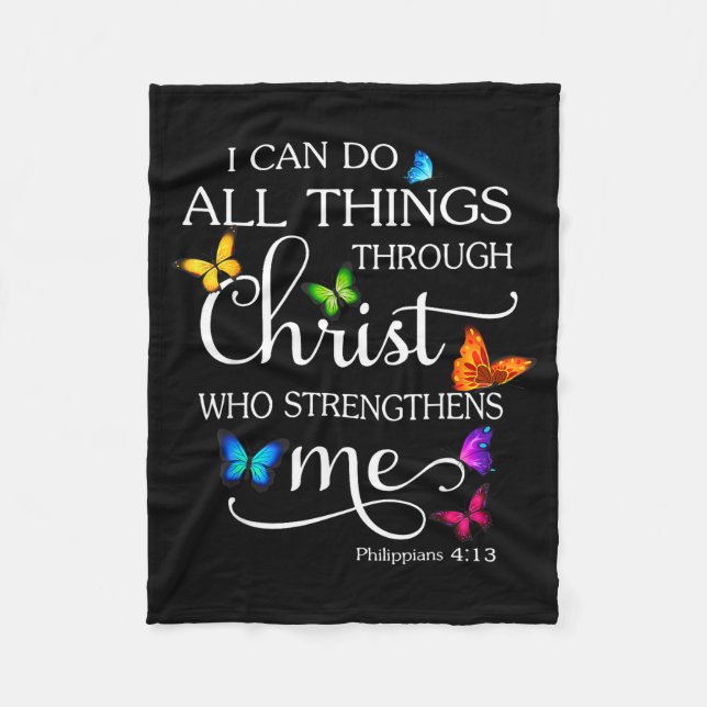 I Can Do All Things Through Christ Butterfly Art - Fleecefilt (Framsidan)