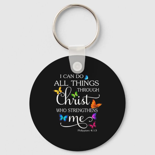 I Can Do All Things Through Christ Butterfly Art - Nyckelring (Framsida)