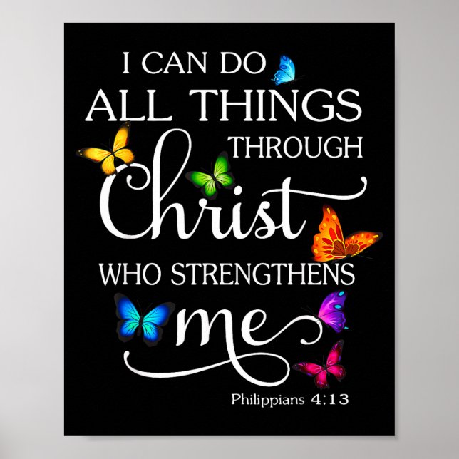 I Can Do All Things Through Christ Butterfly Art - Poster (Framsidan)