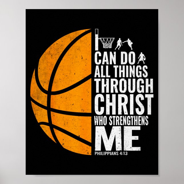 I Can Do All Things Through Christ Christian Baske Poster (Framsidan)