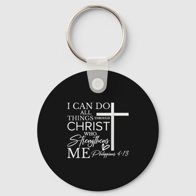 I Can Do All Things Through Christ Christian Faith Nyckelring (Framsida)
