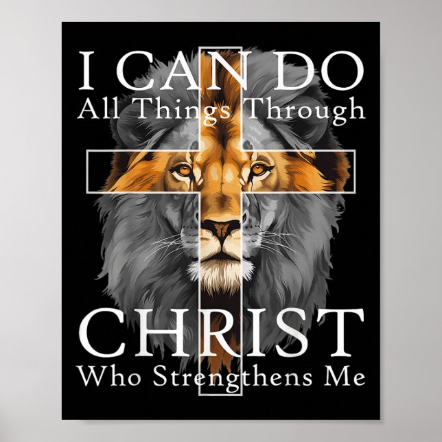 I Can Do All Things Through Christ Christian Lion  Poster (Framsidan)