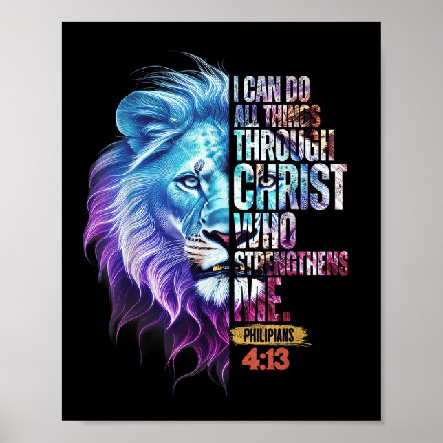 I Can Do All Things Through Christ Lion Faith Chri Poster (Framsidan)