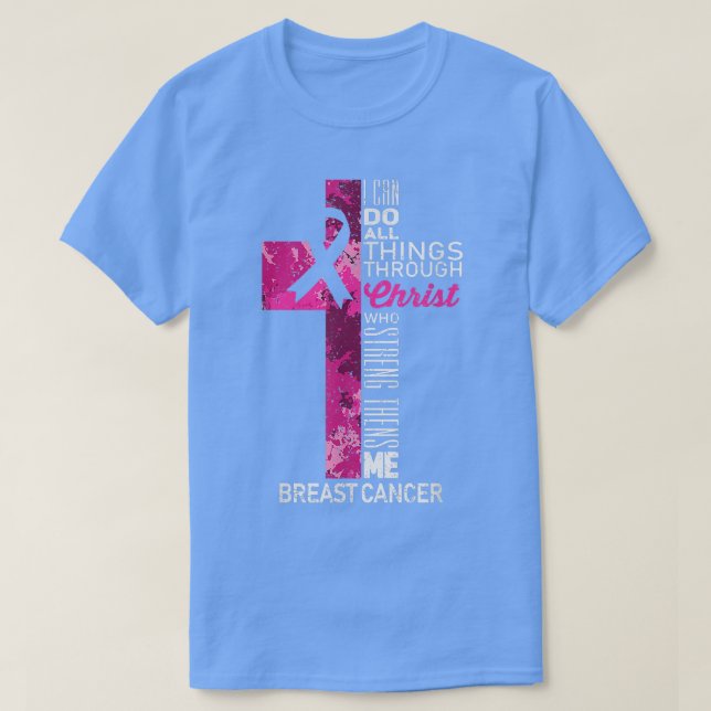 I Can Do All Things Through Christ Pink Cross Reli T Shirt (Design framsida)